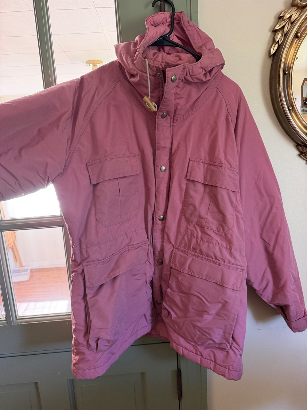Vintage L.L. Bean Women's Hooded Puffer Jacket in Dusty Rose
